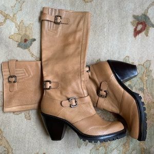 Via Spiga Caramel Brown Leather Boots